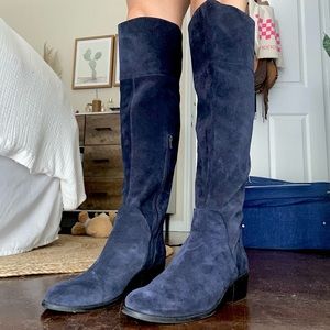 Vince Camuto “Briella” Over the Knee Navy Blue Suede Boots